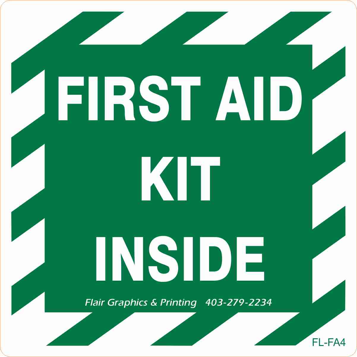 first aid kit inside decal sign FL-FA4