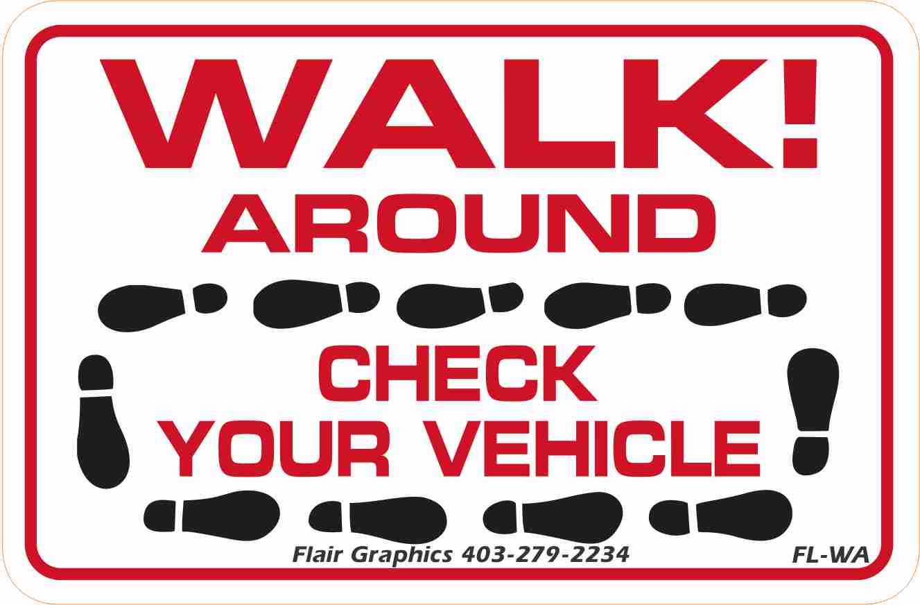 walk around check your vehicle decal sign FL-WA